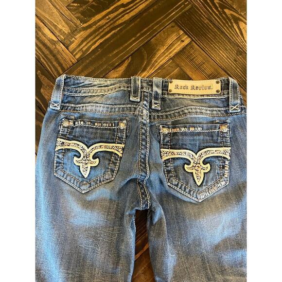Rock Revival Angela Capri Jeans Women 26 Embellished Western Cowgirl Y2K Stitch - Picture 14 of 15